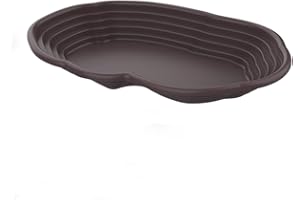 Flushbay Extra Large Reptile Bathing Pool Reptile Feeding Dish Water Bowl with Ramp Aquarium Ornament for Gecko, Snake, Turtle, Bearded Dragon, Lizard Bath(Black)