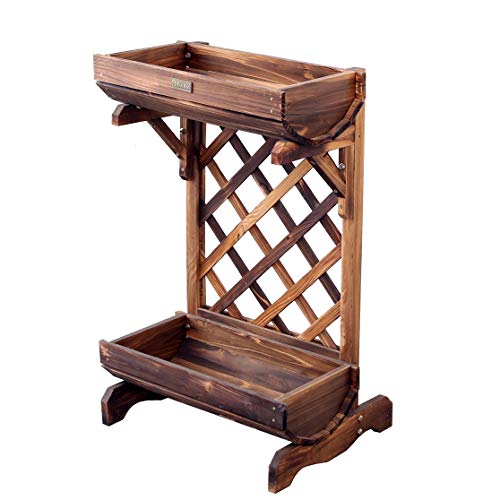 CJSWT Pflanzkasten Pflanzkübel aus Holz, Blumenkasten mit Rankgitter, Blumen-Topf Perfekt für Garten, Terrasse & Balkon – Bild 8