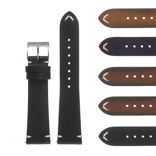 DASSARI Regal II Quick Release Vintage Italian Leather Watch Band Strap w/Hand Sewn Stitching 16mm 18mm 19mm 20mm 21mm 22mm 24mm 26mm