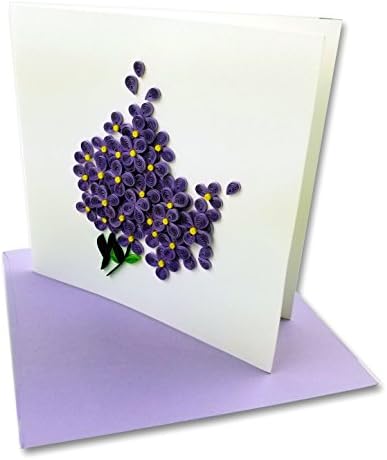Lilac Bouquet Quilling Greeting Card, 6x6" with Envelope. Any Occasion. Blank Inside. Hand-made. Suitable for Framing.