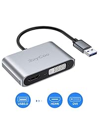 Adaptador USB a HDMI DVI, USB 3.0 a HDMI DVI Dual Converter 1080P, compatible con salida de sincronización HDMI DVI para Windows 10 8 7 solamente, no Mac OS Linux Vista