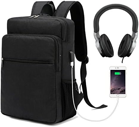 Laptop Backpack, Winblo Business Laptop Backpack with USB Charging Port Anti Theft Travel backpack 15 15.6 Inch College School Computer Bag for Men Women (Black)