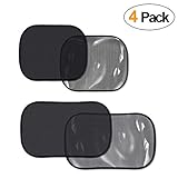Car Sun Shade, Opamoo (4 Pack) Cling Car Window Shade Car Sunshade Protector for Baby Kids and Pets Car Window Sunshades with UV Protection Universal Car Window Fit Most Cars and SUVs (Black)