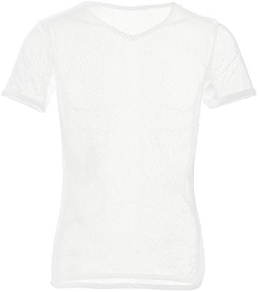 Noblelife Men's See Through Fishnet Sheer Mesh Clubwear Tshirt Sport Vest Tank Top Tights Undershirt (White, X-Large)