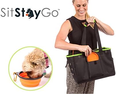 SitStayGo Airline Approved Carrier for Small Pets With Silicone Collapsible Travel Bowl