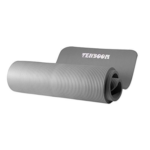 Tenboom-ECO-15mm-Thick-Yoga-Mat-for-Home-Man-or-Woman-Pilates-Exercise-Gym-with-Carry-Strap-Grey