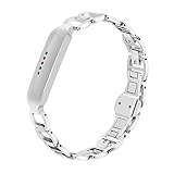 CUZOW Stainless Steel Metal Link Bracelet Replacement Watch Band for Fitbit Flex 2 (Silver)