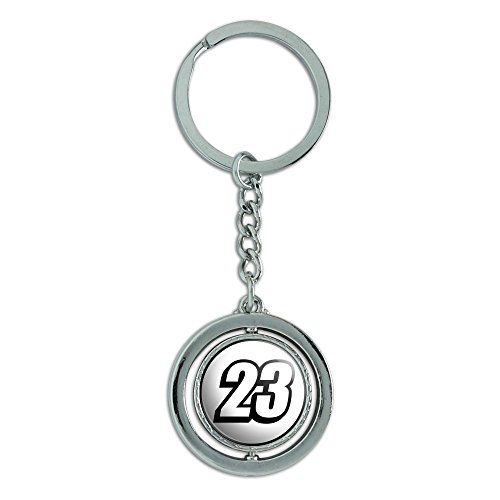 23 Number Twenty Three Spinning Round Metal Key Chain Keychain Ring