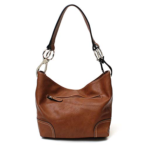Americana Bucket Style Hobo Shoulder Bag with Big Snap Hook Hardware