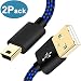 Mini USB Cable USB 2.0 Type A to Mini-B Charger Cable Cord for PS3 Controller Charging,GoPro HERO4,Hero HD,Canon PowerShot,MP3 Players,Digital Camera,SatNav,Garmin Nuvi Receiver,PDAs Braided 6.6 Feet