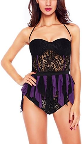 Lucklovell Women Sexy Ocean Witch Fantasy Lingerie Costume ((US 12-14)L, Black)