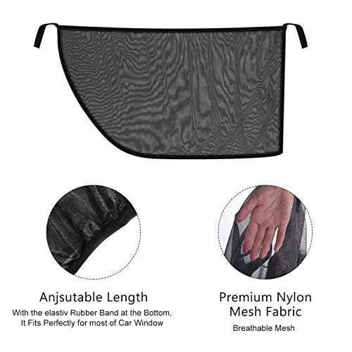 BOYISEN Car Side Window Sun Shade Front and Back, Breathable Mesh Sun Shield with UV Rays Protection Mosquito Prevention Fit for Small Cars(4 Pack) - Thumbnail 6