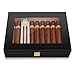 High Gloss Cigar Humidor Cigar Box for 10-15 Cigars, 100% Real Solid Spanish Cedar Wood, Luxury Hygrometer and Humidifier, Desktop Humidors Gloss Black