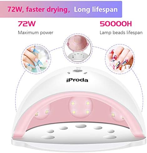Iproda Uv Led Nail Lamp Professional 72w Nail Dryer With 3 Timers Diy For Home Or Salon Use Amazon Co Uk Beauty