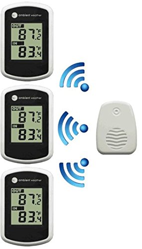 Ambient Weather WS-04-3 Tri Zone Wireless Thermometer with Indoor and Outdoor Temperature (black)