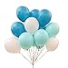 AnnoDeel 50 pcs 12inch Blue Balloons, 3 Color Pearl Latex Balloons(Blue Balloons/Green Balloons/White) for Birathday Wedding Party Decoratons