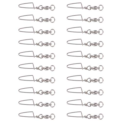 ULTECHNOVO 20 Stück Angelwirbel mit Verriegelung Schnappangeln Schnappschwenker Kugellagerwirbel Edelstahl-Angelwirbel…