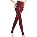 Tengo Women Winter Super Warm Thick Stretchy Gold Velvet Leggings Pants (One Size, Red)