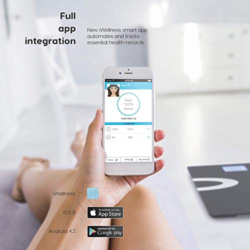 Digital Body Fat Scale - Best Smart Wireless - Weight - Bathroom - Body Composition Analyzer with iOS and Android App for Body Weight - Fat - Water - Bmi - Muscle Mass - 396lbs