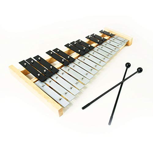 Professional Wooden Soprano Glockenspiel Xylophone with 25 Metal Keys for Adults and Kids - Includes 2 Plastic Beaters