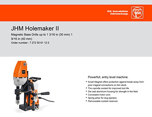 Jancy Holemaker II Portable Magnet-Base Drill, 120V, 11.5 Amp Motor, 1-3/8" Diameter x 2" Depth Capacity