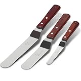 Icing Spatula, 7.5" - 10.8" - 12.8" Offset Cake Spatula Set with Wooden Handle by 1Easylife, Professional Stainless Steel Cake Decorating Spatulas (4"-6"-8" Blade)