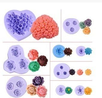 9pcs/set DIY baking mold Soap rose flowers chocolate mold soft silicone mold silicone soap molds