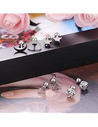 ORAZIO 12 Pairs Trague Helix Cartilage Earrings Piercing for Women Girls Labret Lip Stud Earrings 16G Stainless Steel Body Piercing Jewelry