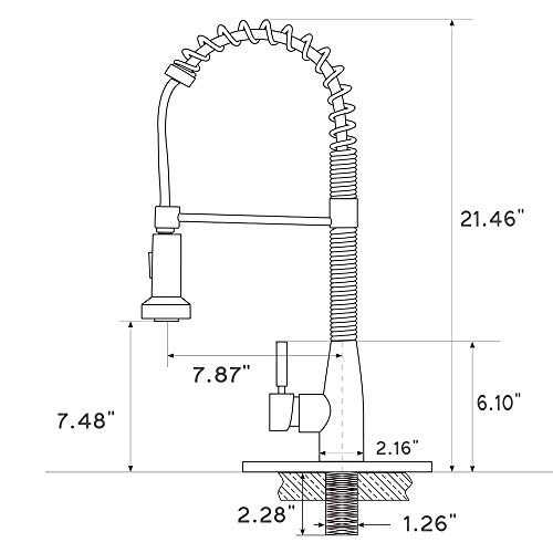 VESLA HOME Commercial Single Handle Pull Down Out Sprayer Spring Stainless Steel Kitchen Faucet, Brushed Nickel Kitchen Sink Faucet - Thumbnail 6