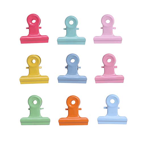 OUTOPEN Metal Bulldog Binder Paper Clips Paint Candy Color for Food Bags, Pictures Photos, Art Crafts, Home Office Supply 5pcs