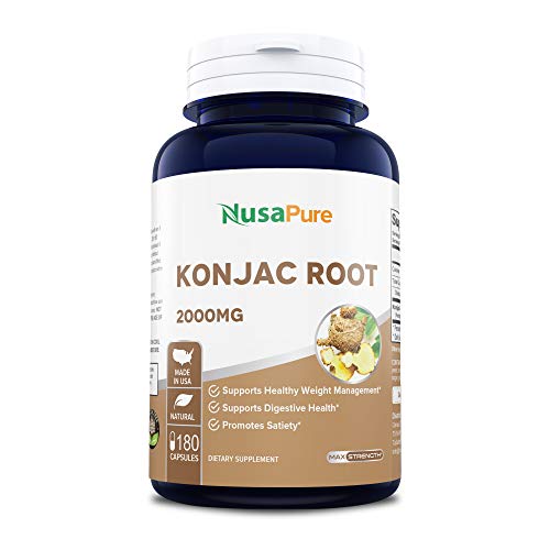 Konjac Root Extract 2000mg 180caps (Non-GMO & Gluten Free) Supports Healthy Weight Management, Supports Digestive Health, Promotes Feeling of Satiety