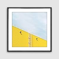 Framed Canvas Wall Art Geometric Building Canvas Prints Home Artwork Decoration for Living Room,Bedroom - 16x16 inches