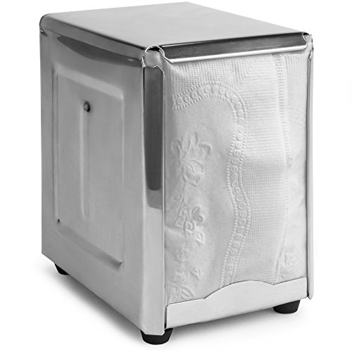 Back of House Ltd. Commercial Spring-Load Stainless Steel Low-Fold Napkin Dispenser for Restaurants, Diners, & Home Use