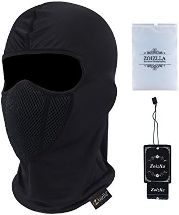 ZOIZLLA Balaclava Ski Mask, Motorcycle Face Mask for Men/Women, Thin Breathable Face Mask, Tactical Mask Snowboard Headgear - Black