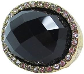 Goth Steampunk Queen Jewel Chunky Faceted Color Acrylic Stone Ring (Black)