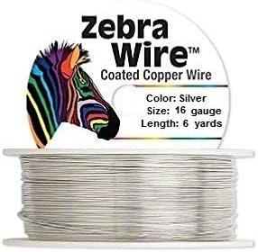 Zebra Coated Copper Wire Silver 16 Gauge 6 Yards