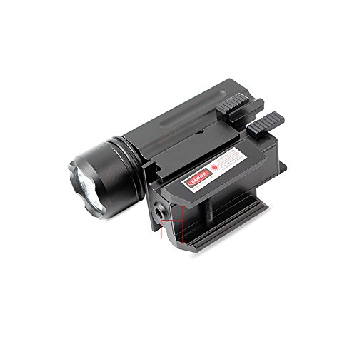 Higoo Tactical Red Laser Dot Sight Scope + Powerful 500 Lumen LED Flashlight with 20mm Picatinny Rail Mount Combo for Rifle Shotgun