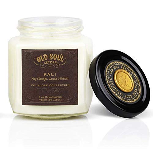 Goddess Kali - Nag Champa (sandalwood frangipani plumeria) Candle w/Guava, Hibiscus Scented Soy 9oz