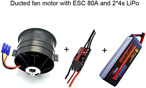 Ducted Fan 90mm 11 Blades with Brushless Motor 1550KV/8S for RC Airplane Balance Tested+ESC80A+8S 5200mah 45C LiPo