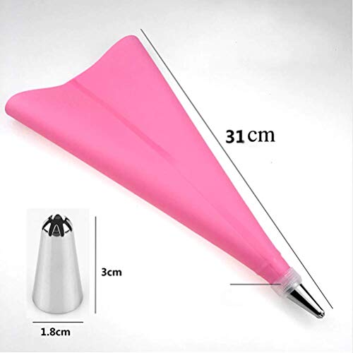 LQT Ltd 14 Pcs/Set Silicone Icing Piping Cream Pastry Bag +12PCS Stainless Steel Nozzle Pastry Tips Converter DIY Cake Decorating Tools - Color Random