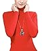 Fengtre Turtleneck Pullover Sweater, Women's Super Soft Wool Stretchy Basic Knit Top, Bright Orange L