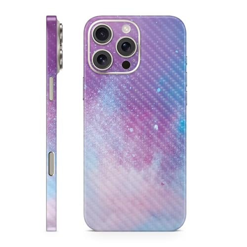 Carbon Fiber Phone Skin Compatible with Apple iPhone 16 Pro Max - Cotton Candy…