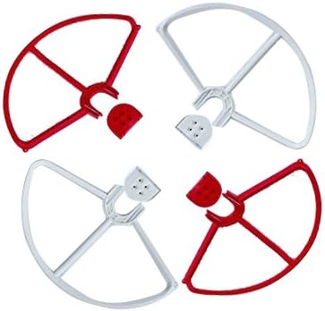 Areox Snap On/off Prop Guards 2x Red 2x White for DJI Phantom All Versions Phantom 3 Professional Advanced Tool Free Quick Release Quick Disconnect Propeller Protector