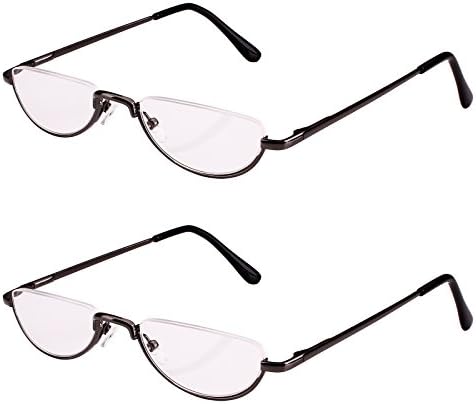 Bestum2 Pack Reading Glasses for Mens and Womens - Comfortable Metal Frame with Spring Hinge - Pack of 2 Readers (2 Pack Grey, 2.00)