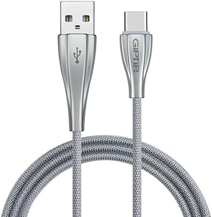 GIPTIP Silver USB Type C Fast Charging High-Speed Data Syncing Cable Zinc Alloy Flexible Brained Bendable Chain Extra Long Portable Displayport Tie For Car Charger, Usb-C Cellphone, Adapter ,Laptop