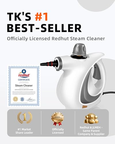 Pressurized Handheld Steam Cleaner for home with 12pcs Accessories & Safety Lock – Multi-Surface Natural Deep Steamer for Cleaning Car, Furniture, Floor, Upholstery, Tile, Grout, Windows (Dark Grey)