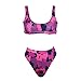 Dixperfect Two Pieces Bikini Sets Swimsuit Sports Style Low Scoop Crop Top High Waisted High Cut Cheeky Bottom (XL, Camouflage Pink)