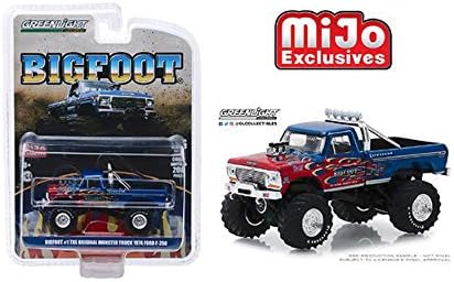 New DIECAST Toys CAR Greenlight 1:64 MIJO Exclusives Original Bigfoot #1 - Monster Truck W/ Flames -1974 Ford F-250 (Blue) 51282