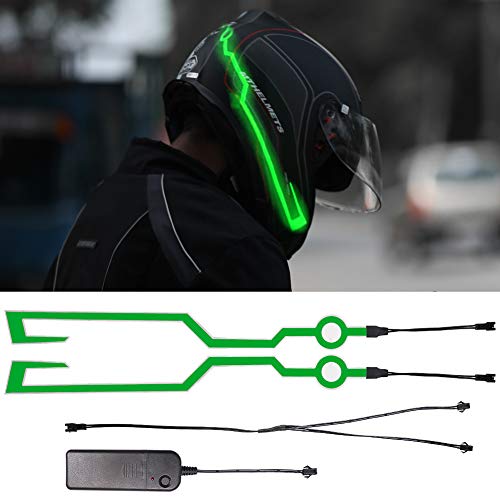 YnGia Motorcycle Helmet Light Driving Signal EL Strip Led Flashing Night Riding Safety Signal Flashing Stripe Sticker Durable Kit (Green)