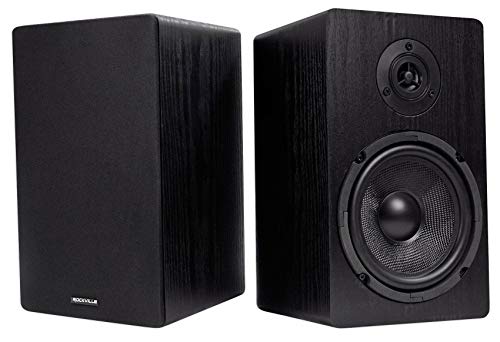 Pair Rockville RockShelf 64B Black 6.5″ Home Bookshelf Speakers W/Kevlar Woofers